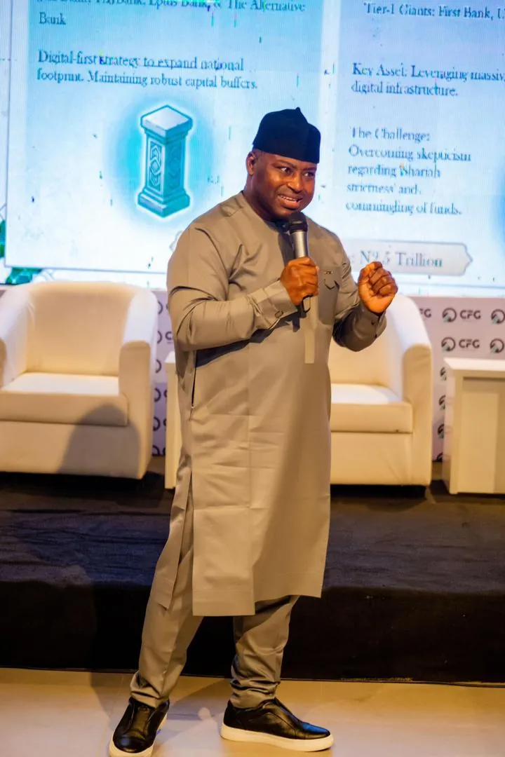 Dr. Oshodi on stage at the CFG Africa Non-Interest Investment Forum